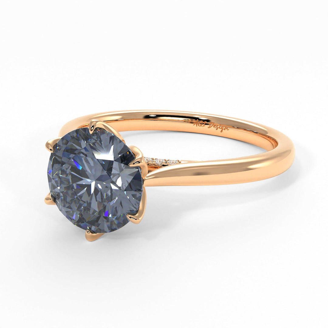 AGI Design Nora Round Grey Moissanite Tulip Engagement Ring