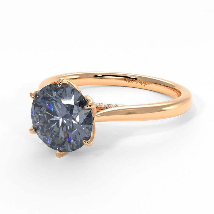 AGI Design Nora Round Grey Moissanite Tulip Engagement Ring