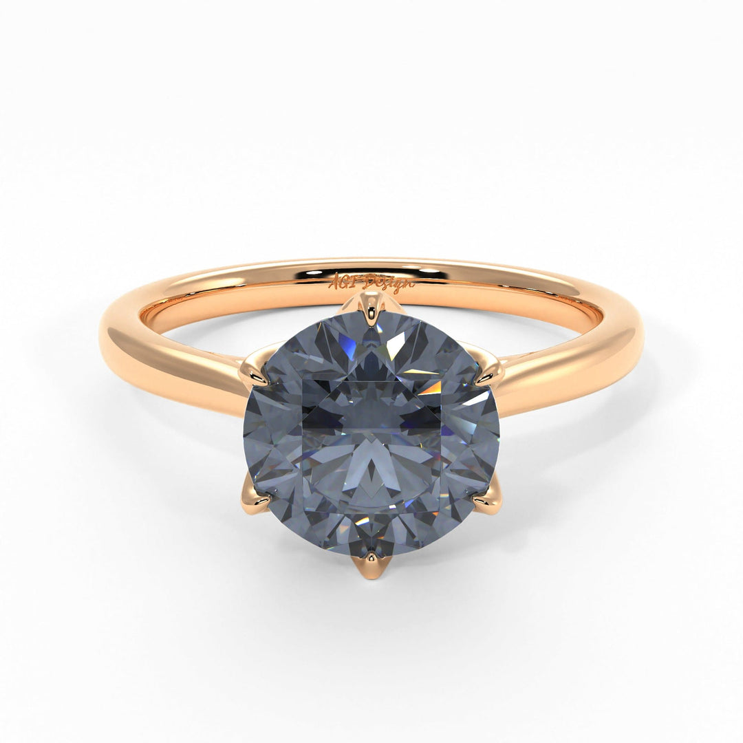 AGI Design Nora Round Grey Moissanite Tulip Engagement Ring