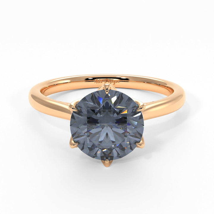 AGI Design Nora Round Grey Moissanite Tulip Engagement Ring