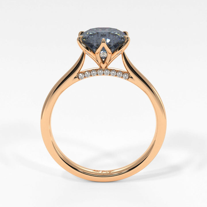 AGI Design Nora Round Grey Moissanite Tulip Engagement Ring