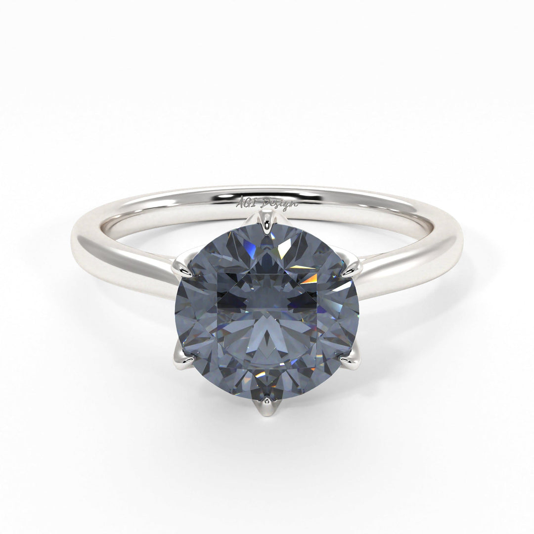 AGI Design Nora Round Grey Moissanite Tulip Engagement Ring