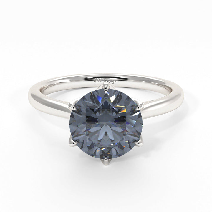 AGI Design Nora Round Grey Moissanite Tulip Engagement Ring