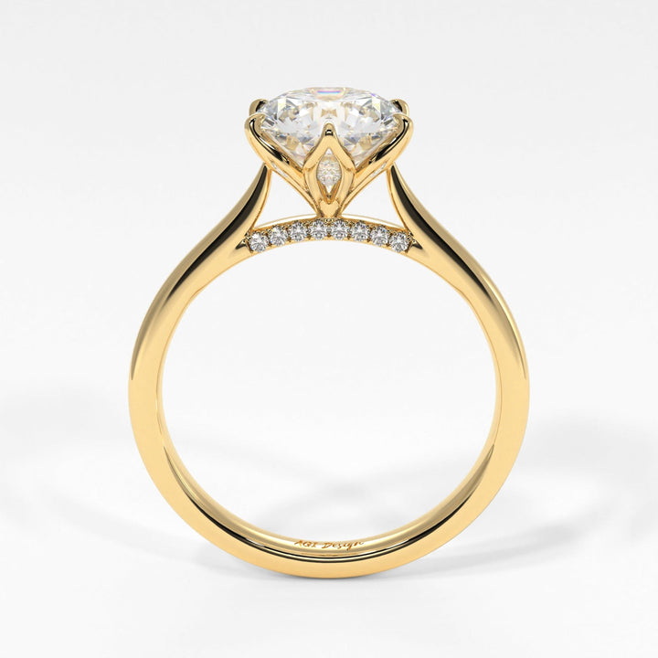 AGIDesignShop Nora Round Moissanite Tulip Engagement Ring