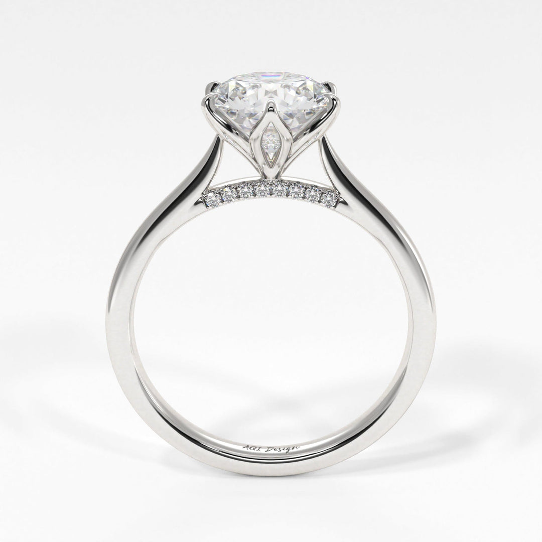 AGIDesignShop Nora Round Moissanite Tulip Engagement Ring