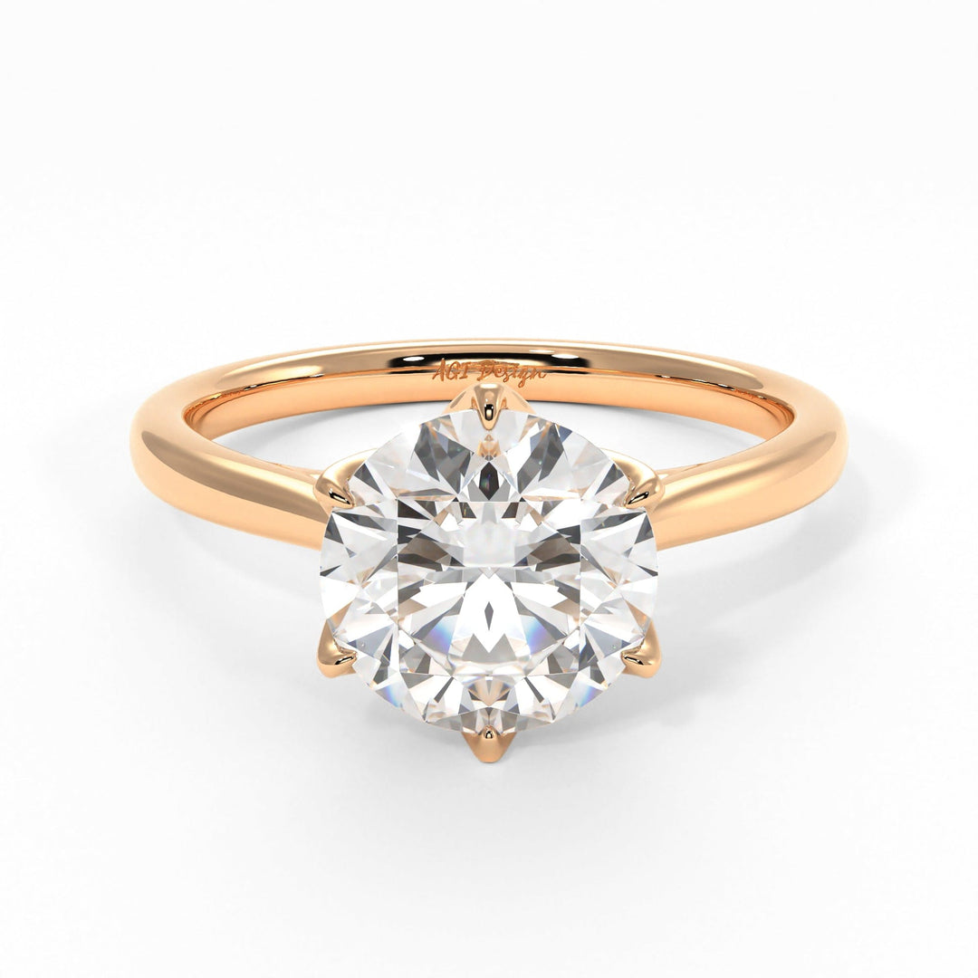 AGIDesignShop Nora Round Moissanite Tulip Engagement Ring
