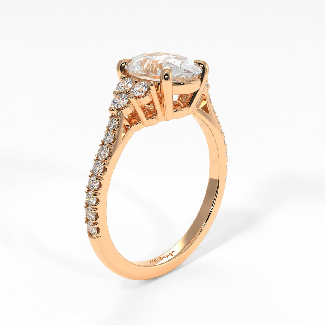 AGI Design Olivia Oval Moissanite Engagement Ring