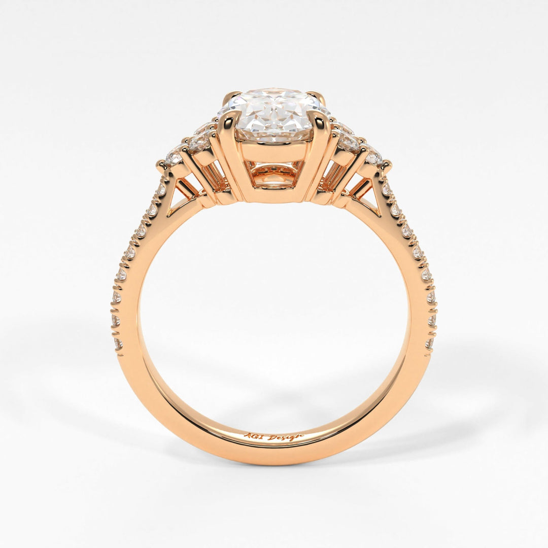 AGI Design Olivia Oval Moissanite Engagement Ring