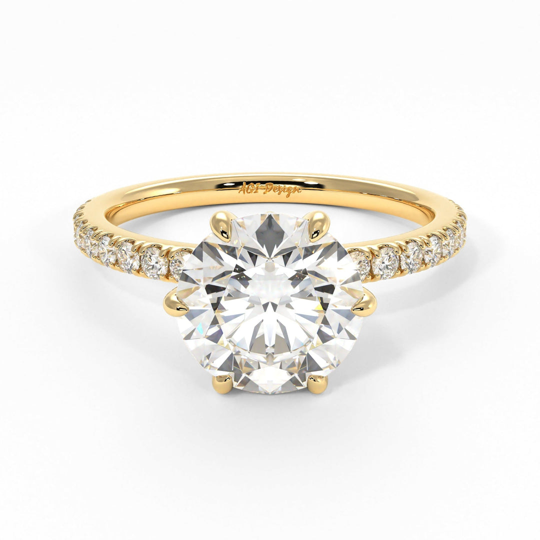 AGIDesignShop Rada Round Moissanite Tulip Engagement Ring