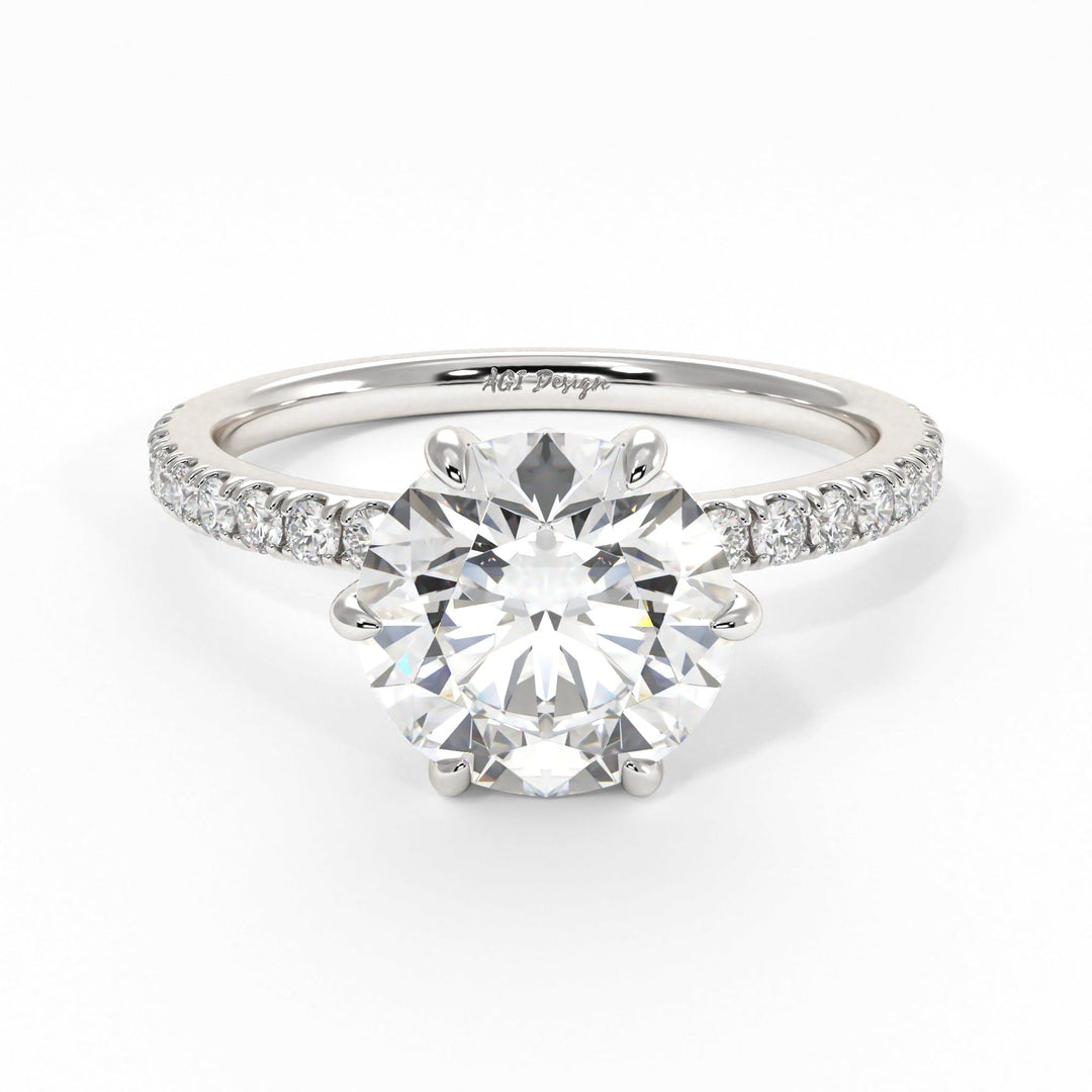 AGIDesignShop Rada Round Moissanite Tulip Engagement Ring