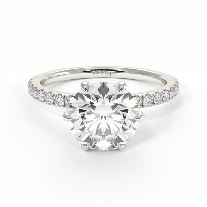 AGIDesignShop Rada Round Moissanite Tulip Engagement Ring