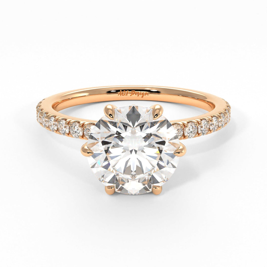 AGIDesignShop Rada Round Moissanite Tulip Engagement Ring