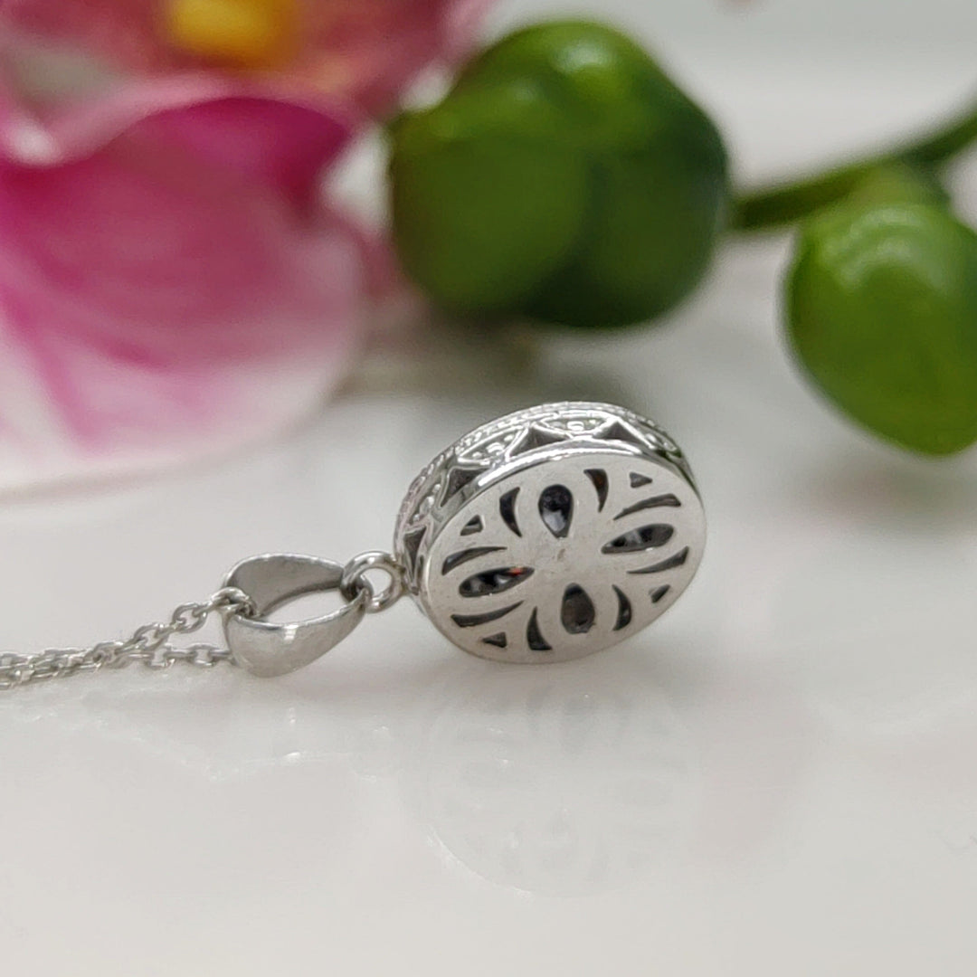 AGI Design Ready to Ship  1.5ct Oval Moissanite & Diamond Pendant in White Gold