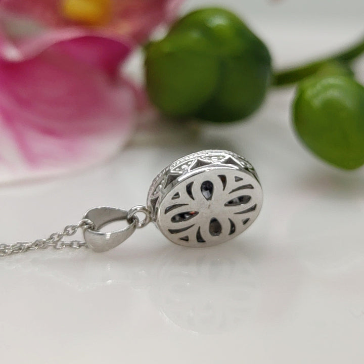 AGI Design Ready to Ship  1.5ct Oval Moissanite & Diamond Pendant in White Gold