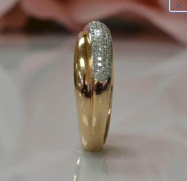 AGIDesignShop Ready to Ship  14K Rose Gold Diamonds criss cross Wedding Band