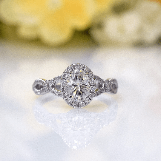 AGI Design Ready to Ship  Amelia 1ct Oval Moissanite Engagement Ring