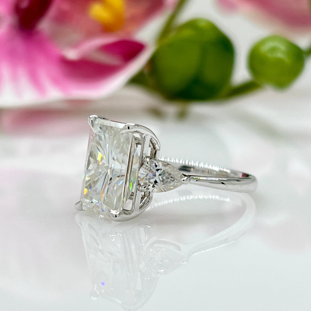 AGI Design Ready to Ship  Leah 5.3ct. Radiant And Pear Shape Moissanite Engagement Ring