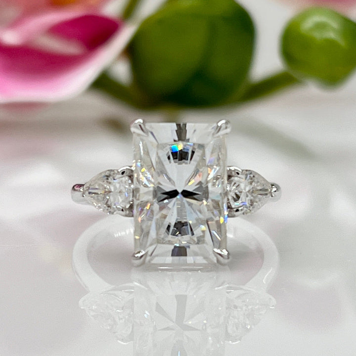 AGI Design Ready to Ship  Leah 5.3ct. Radiant And Pear Shape Moissanite Engagement Ring