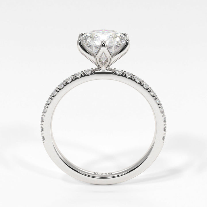 AGIDesignShop Reese Round Moissanite Tulip Engagement Ring