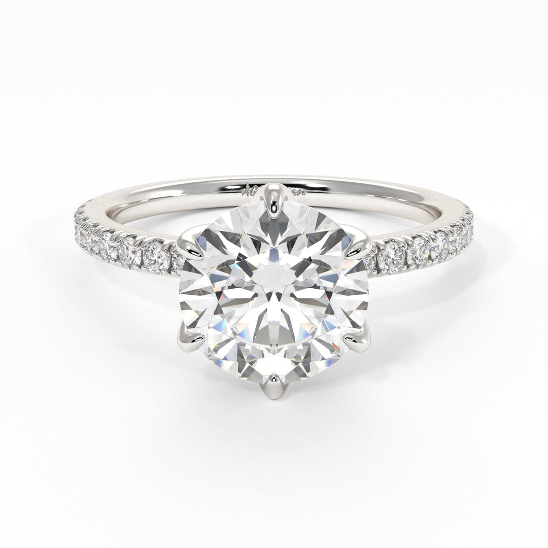 AGIDesignShop Reese Round Moissanite Tulip Engagement Ring