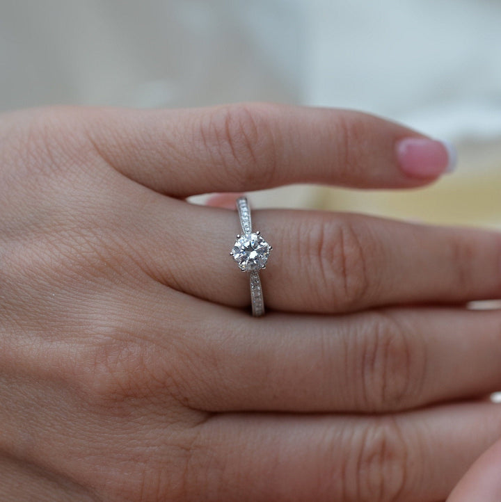 AGIDesignShop Rings Sky Round Moissanite Engagement Ring