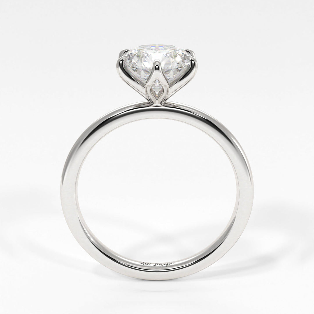 AGIDesignShop Rita Round Moissanite Tulip Engagement Ring
