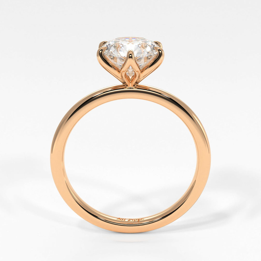 AGIDesignShop Rita Round Moissanite Tulip Engagement Ring