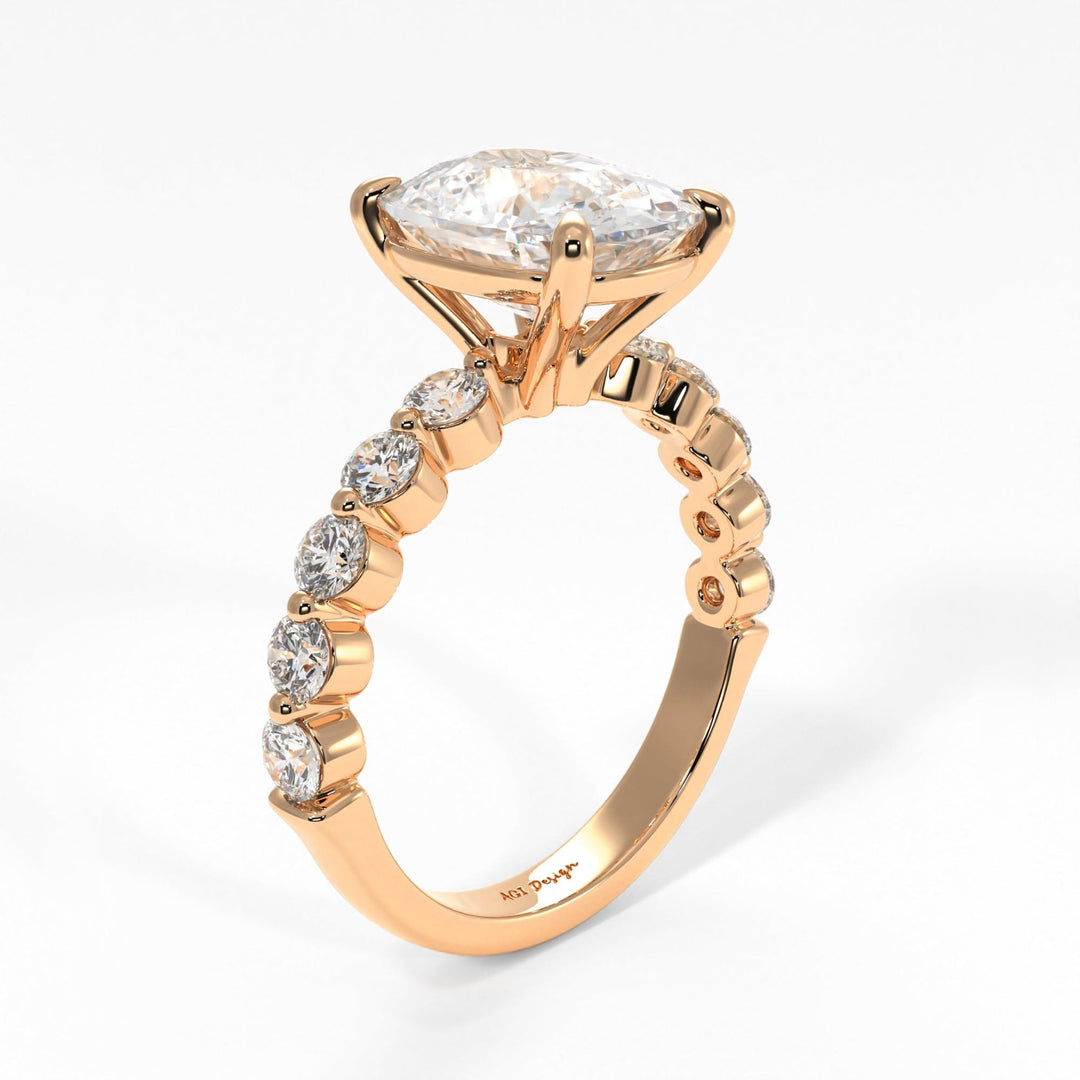 AGI Design Samantha Elongated Cushion Moissanite  Engagement Ring