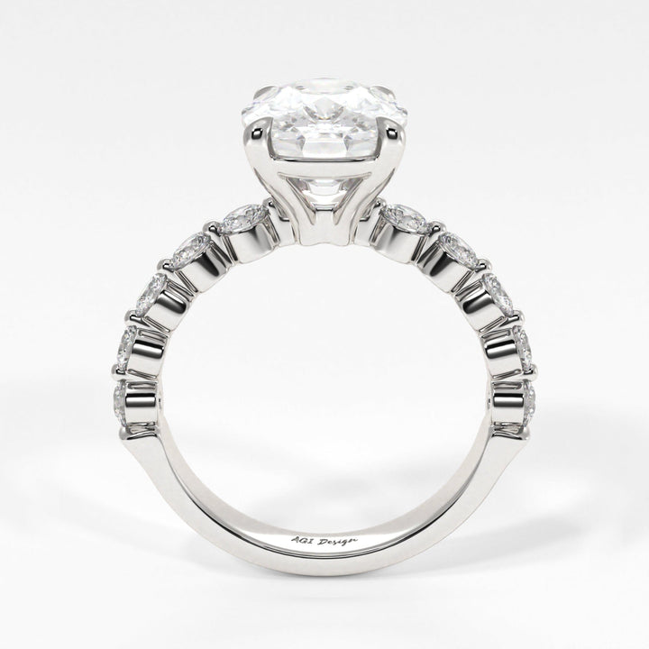 AGI Design Samantha Elongated Cushion Moissanite  Engagement Ring