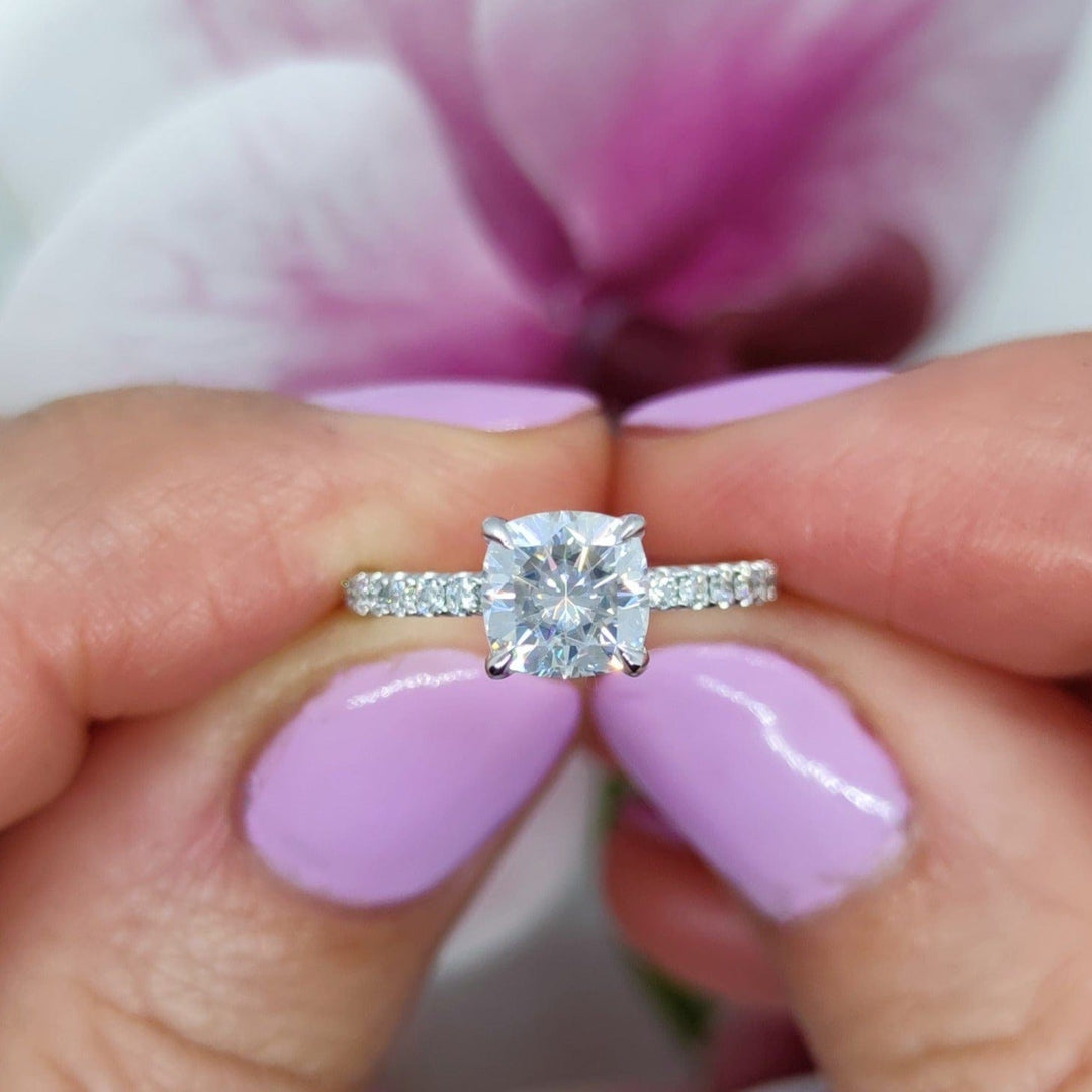 AGIDesignShop Sarah Cushion Cut Moissanite Engagement Ring