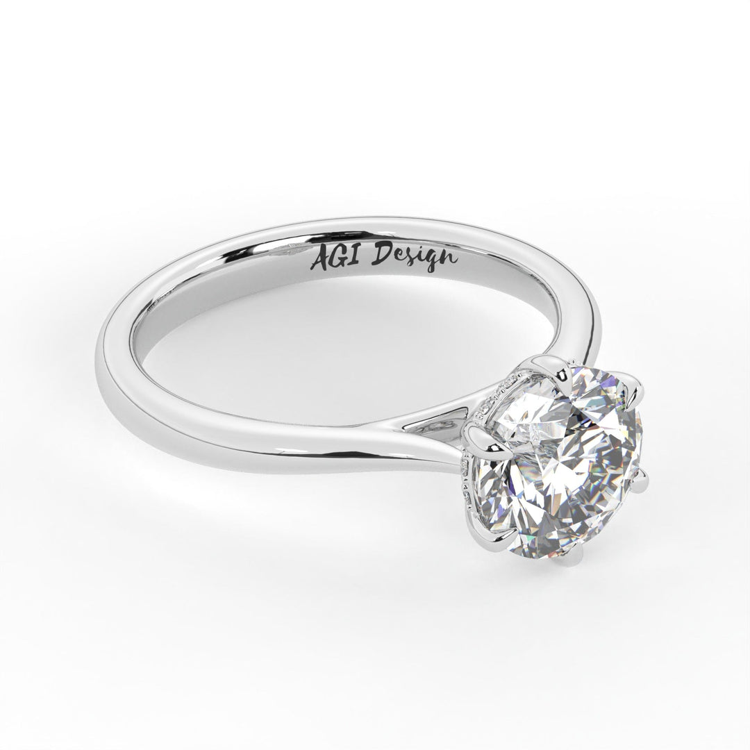 AGIDesignShop Sera Round 6 Prong Moissanite Engagement Ring