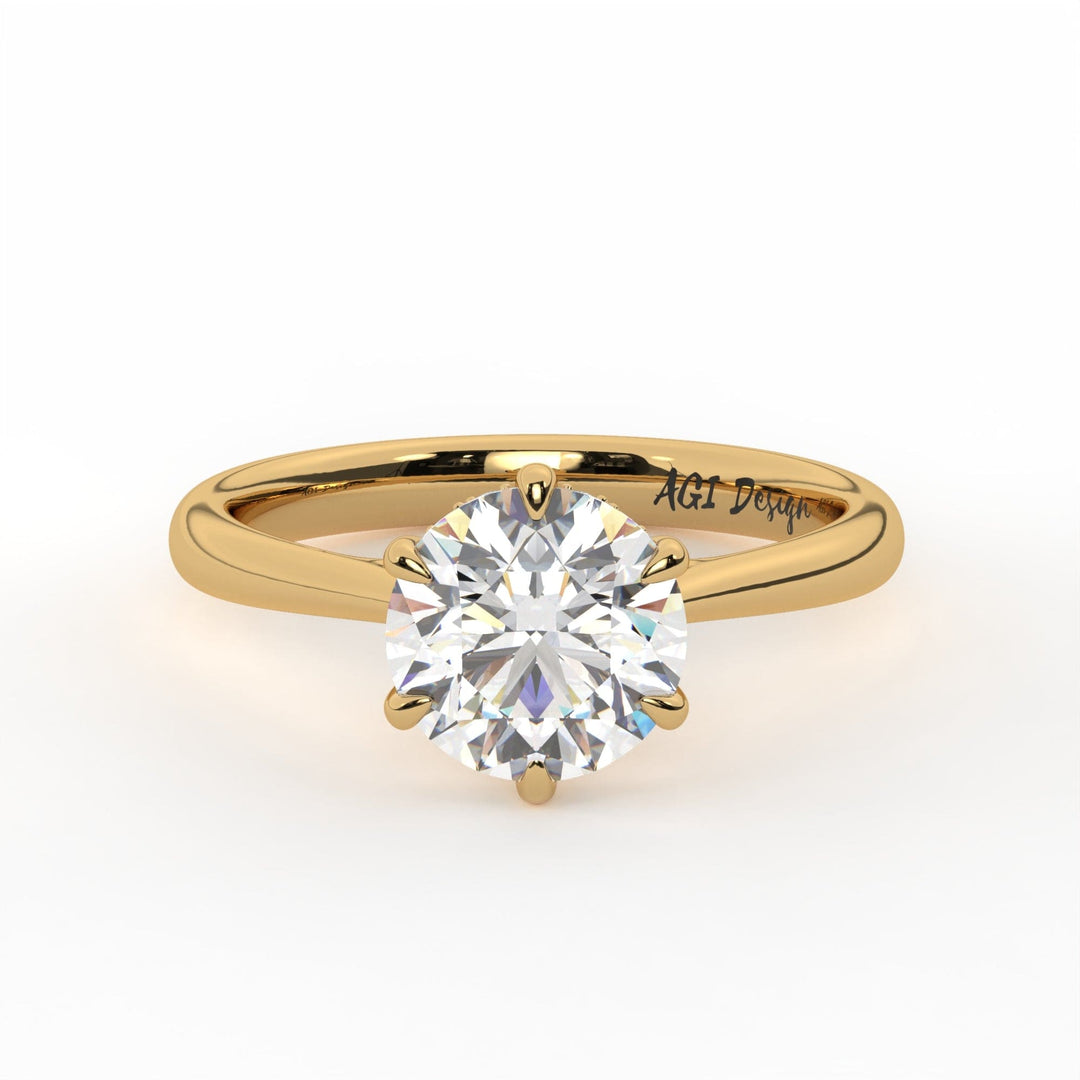 AGIDesignShop Sera Round 6 Prong Moissanite Engagement Ring