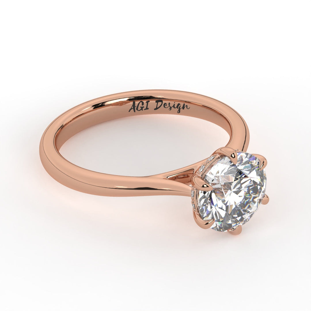 AGIDesignShop Sera Round 6 Prong Moissanite Engagement Ring