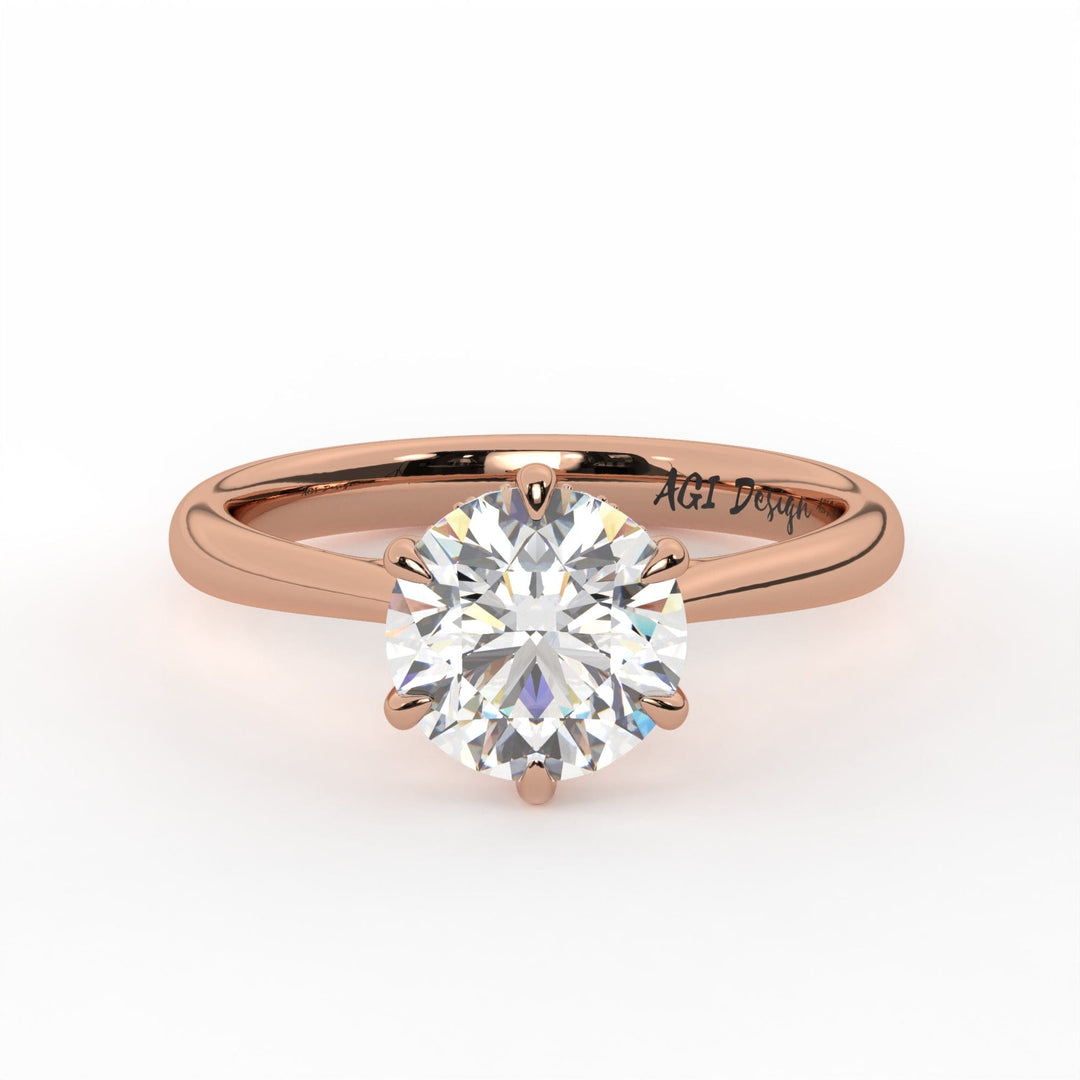 AGIDesignShop Sera Round 6 Prong Moissanite Engagement Ring
