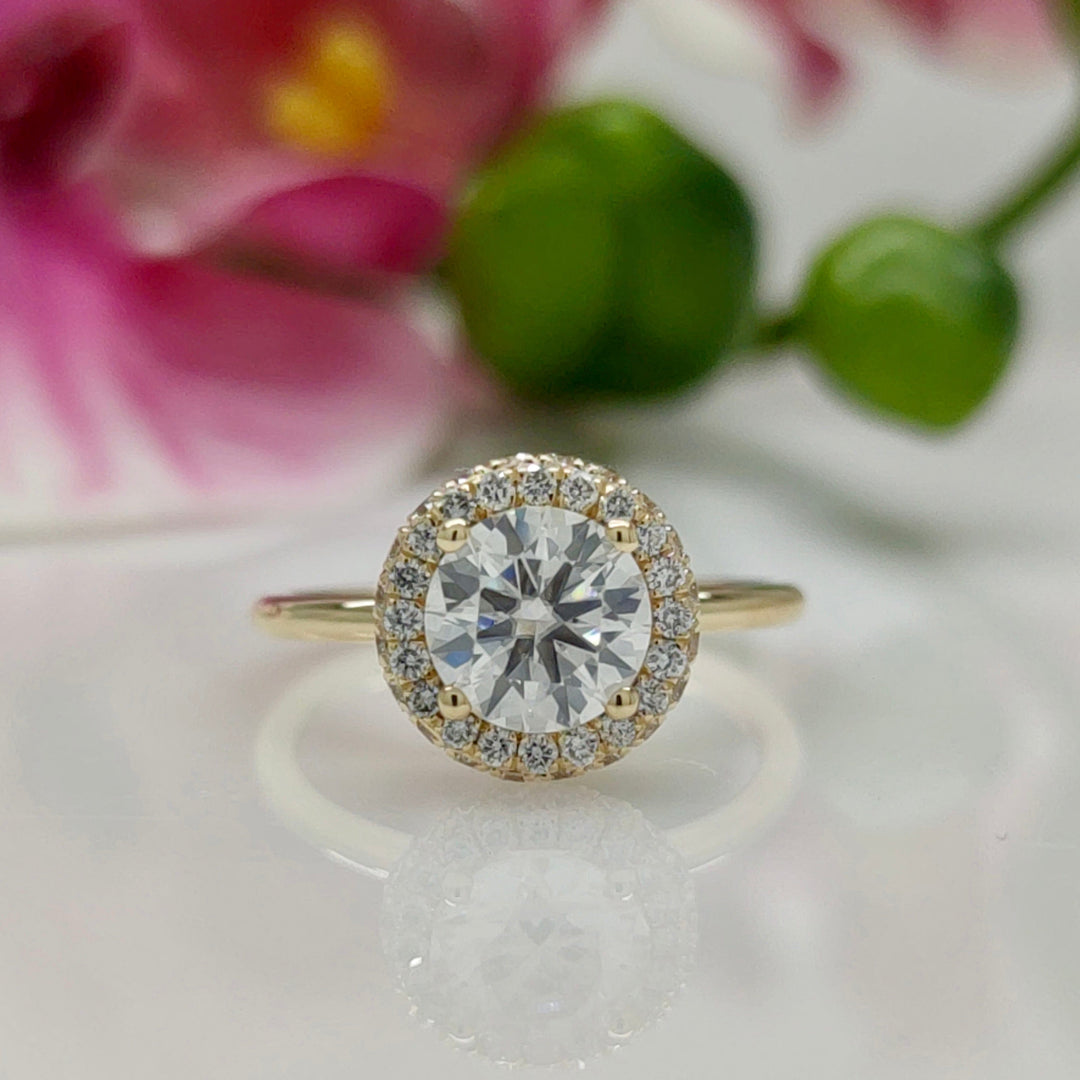 AGI Design Willow Round Moissanite Engagement Ring