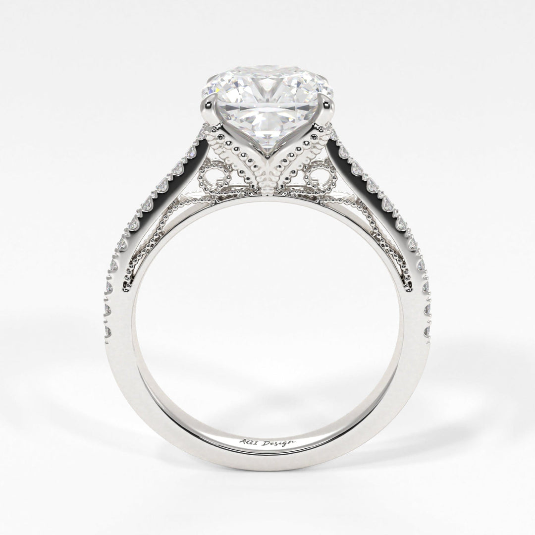 AGI Design Zoe Cushion Cut Moissanite Engagement Ring