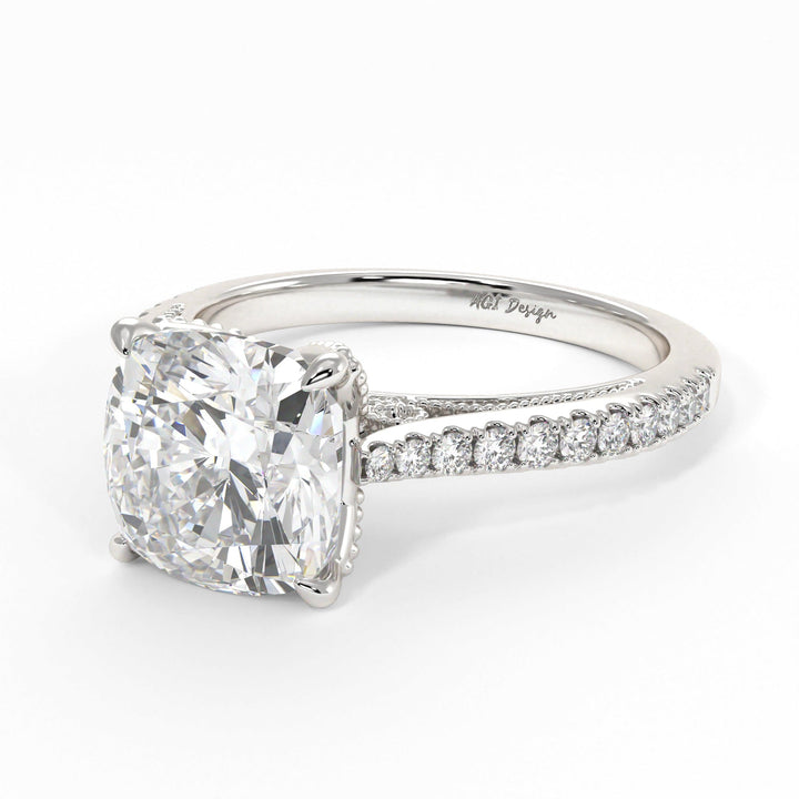 AGI Design Zoe Cushion Cut Moissanite Engagement Ring