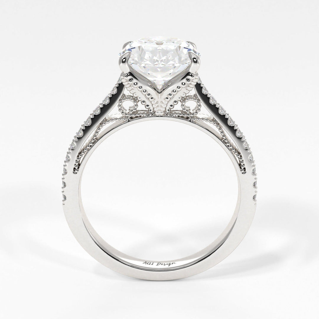 AGI Design Zoe Oval Moissanite Engagement Ring