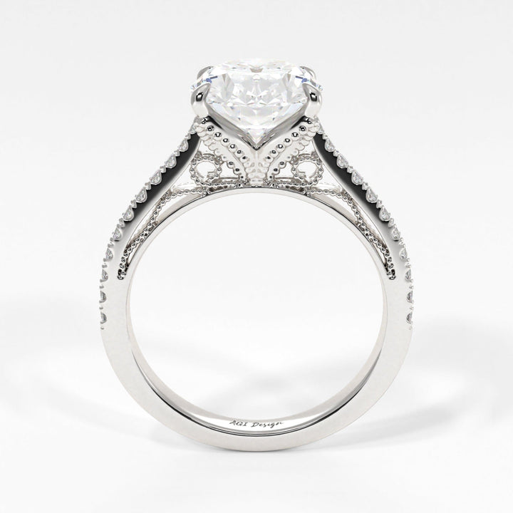 AGI Design Zoe Oval Moissanite Engagement Ring