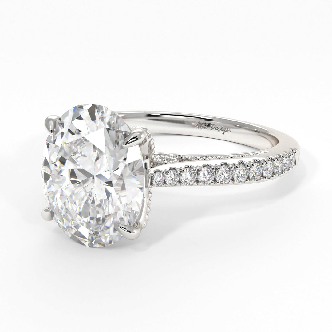 AGI Design Zoe Oval Moissanite Engagement Ring