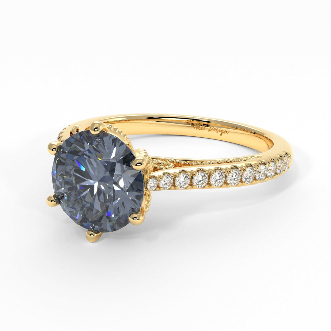 AGI Design Zoe Round Grey Moissanite Engagement Ring