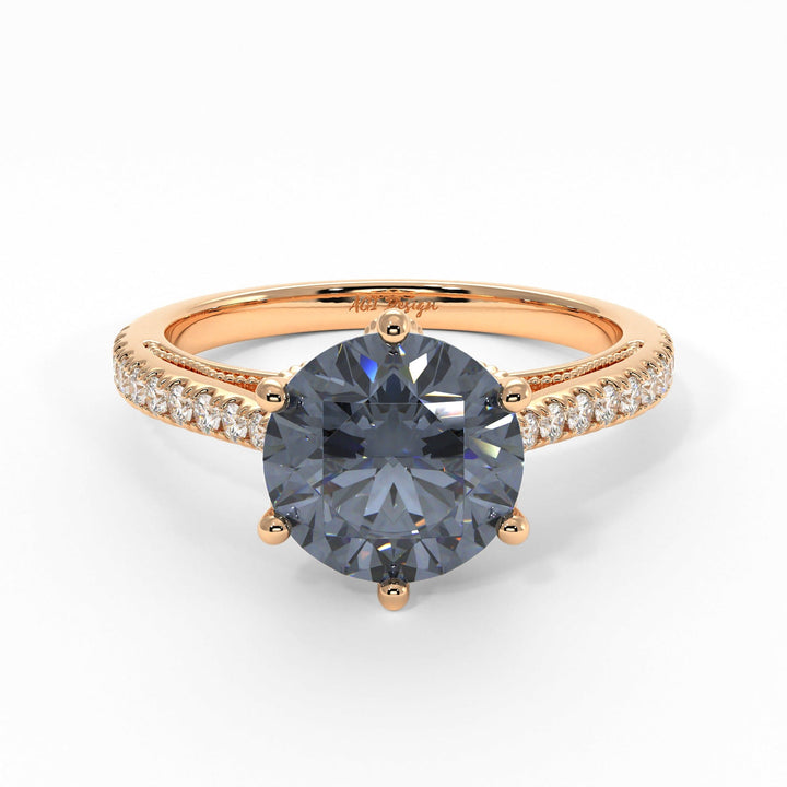AGI Design Zoe Round Grey Moissanite Engagement Ring