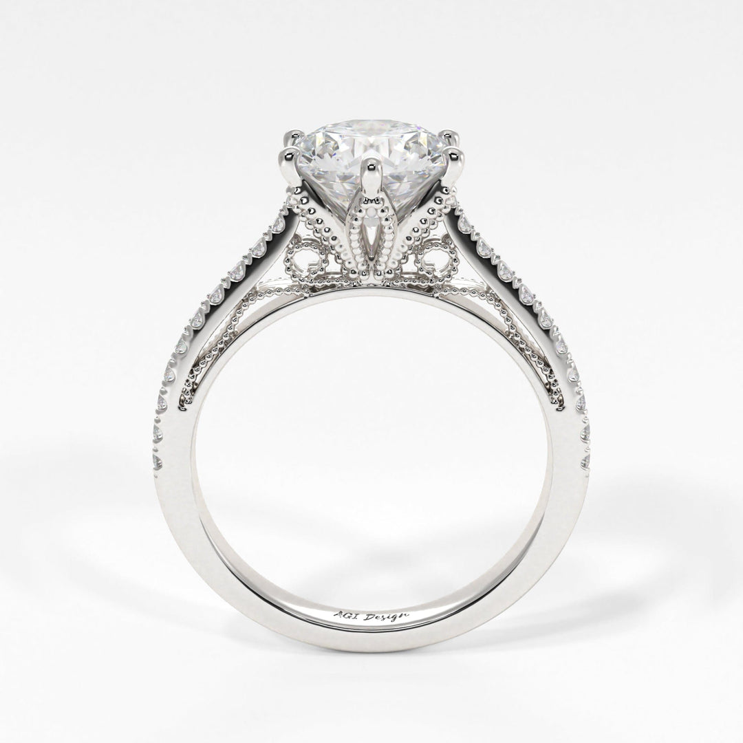 AGIDesignShop Zoe Round Moissanite Engagement Ring