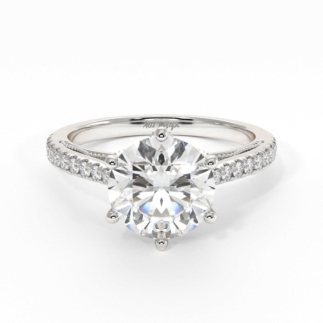AGIDesignShop Zoe Round Moissanite Engagement Ring