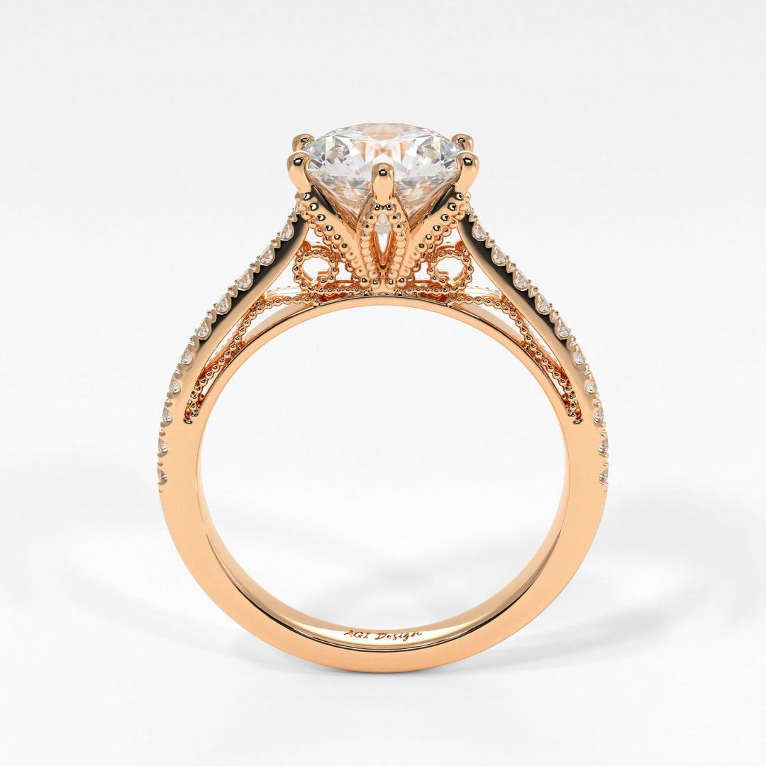 AGIDesignShop Zoe Round Moissanite Engagement Ring