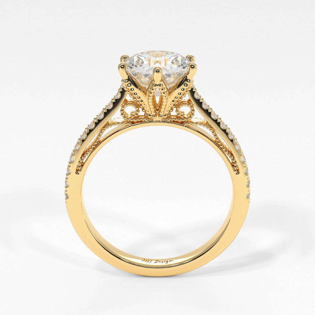 AGIDesignShop Zoe Round Moissanite Engagement Ring