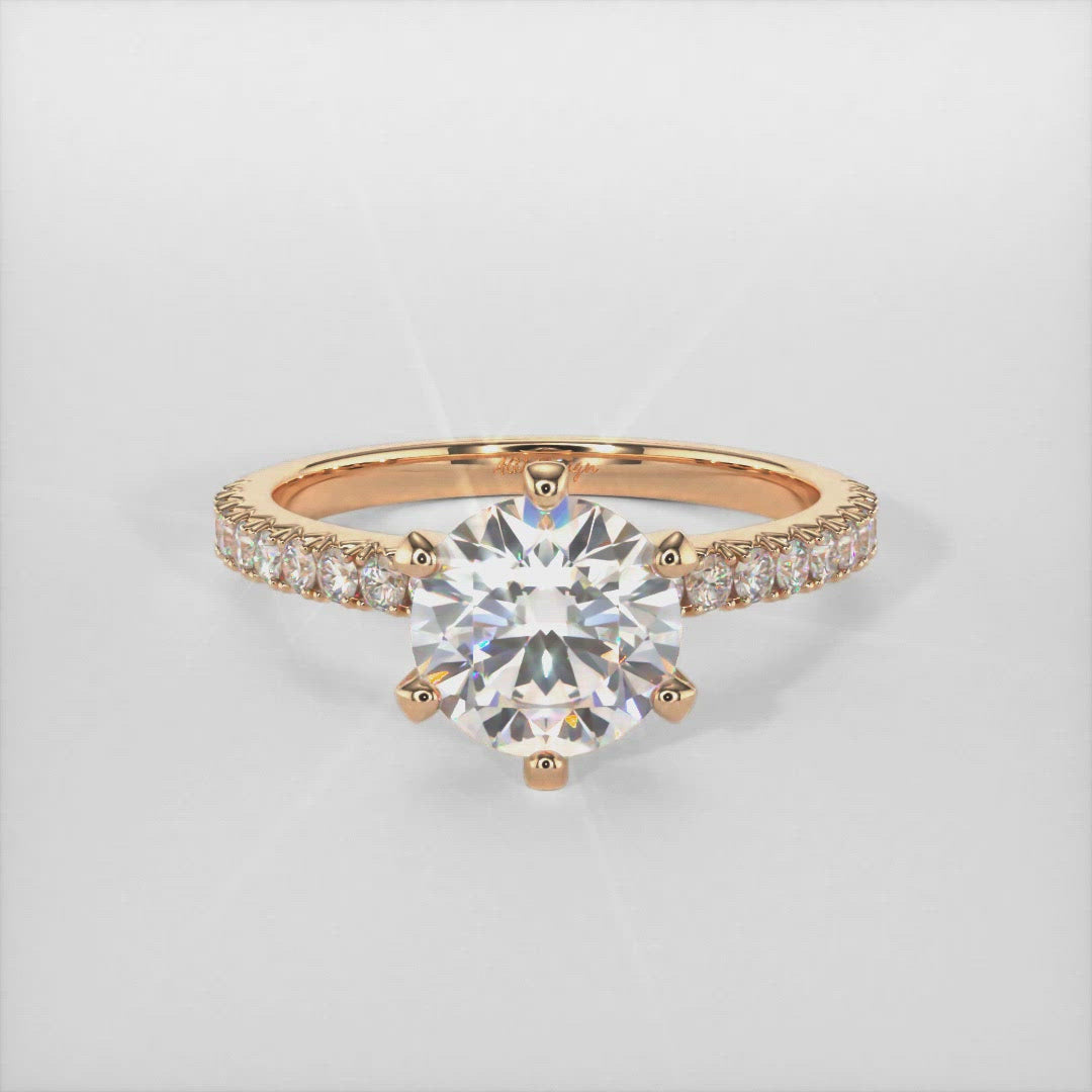 Fiona Round Forever One Moissanite Engagement Ring AGI Design