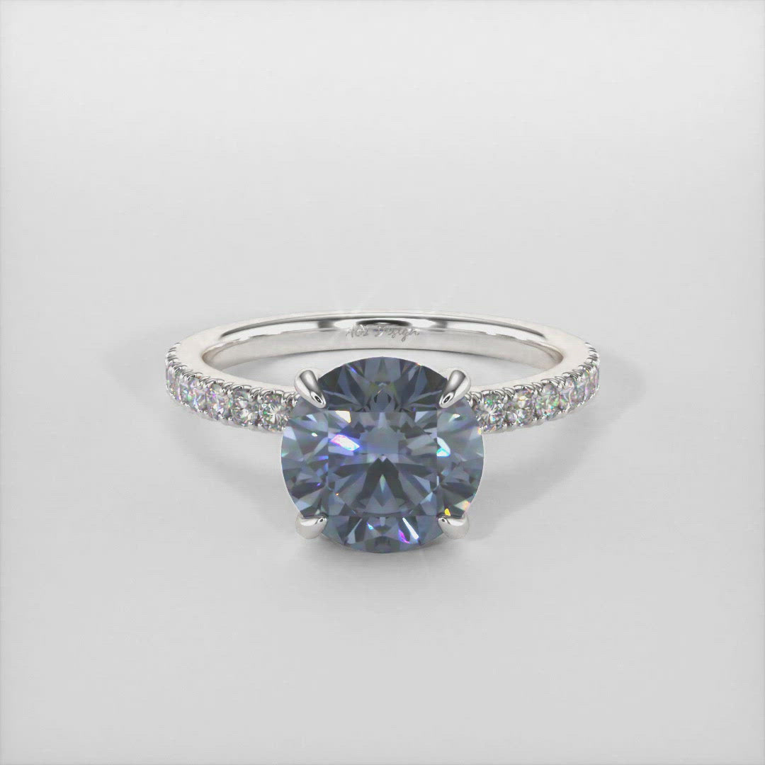 Catarina Round Grey Moissanite Engagement Ring