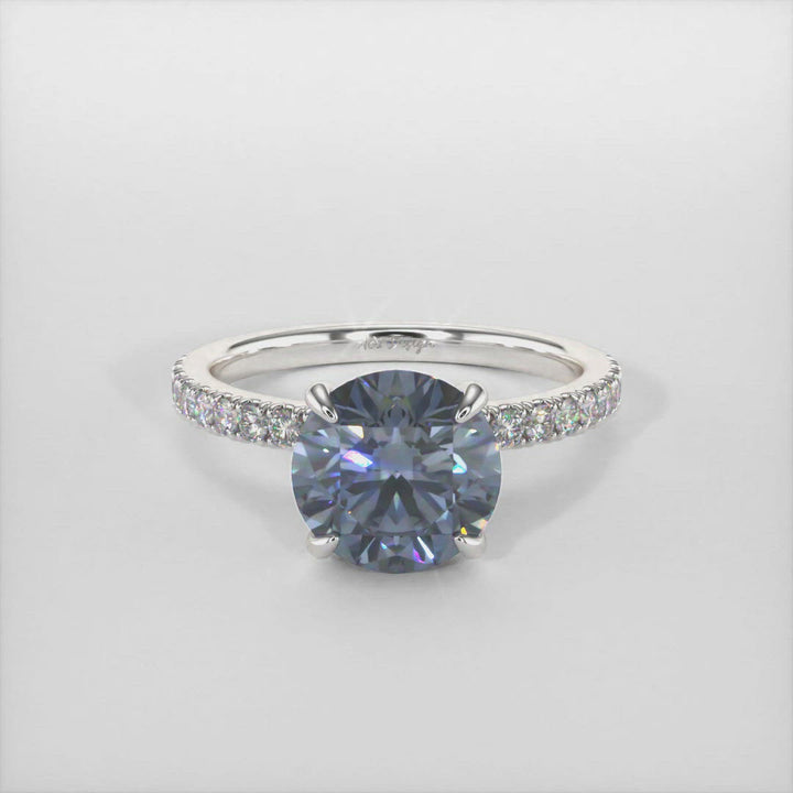 Catarina Round Grey Moissanite Engagement Ring