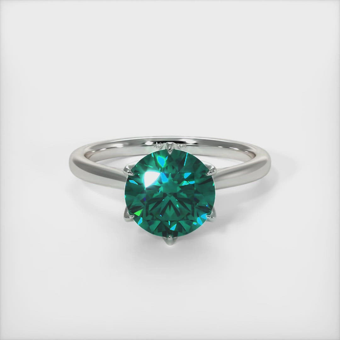 Nora Round Green Moissanite Tulip Engagement Ring
